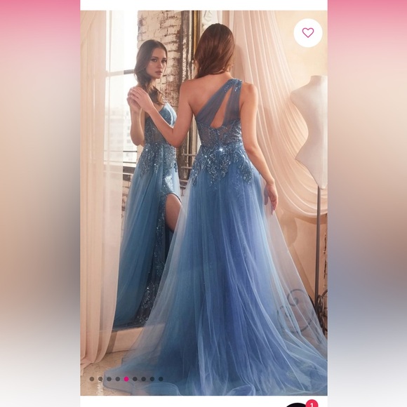 BRAND NEW WITH TAGS IN BOX PROMGIRL Glitter Print One Shoulder Long Prom Dress - Picture 3 of 5